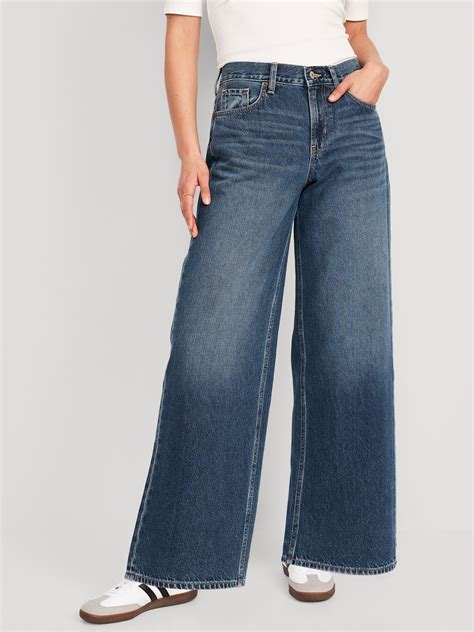 Mid Rise Baggy Wide Leg Jeans Old Navy