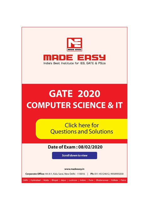 209ufrep Cs Gate 2020 Solution Gate 2020 Computer Science And It