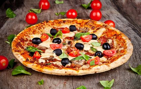 Hd Wallpaper Cheese Olives Tomatoes Mushrooms Pizza Dough Garlic