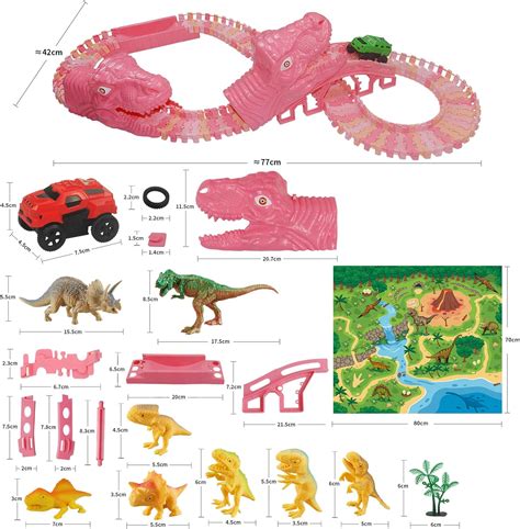 Dinosaur Toys Race Track Car With Dinosaur Play Mat Pcs Flexible