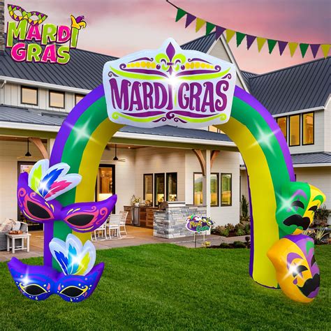 9 FT Mardi Gras Inflatable Arch with Mask Decoration Blow Up Mardi Gra ...