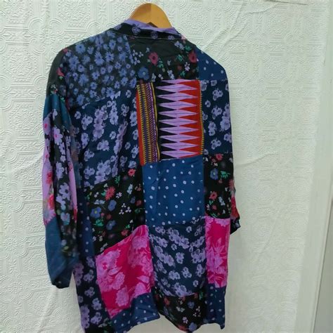 Gypsy Rose Label Kimono Style Patch Work Floral Pattern Open Jacket One