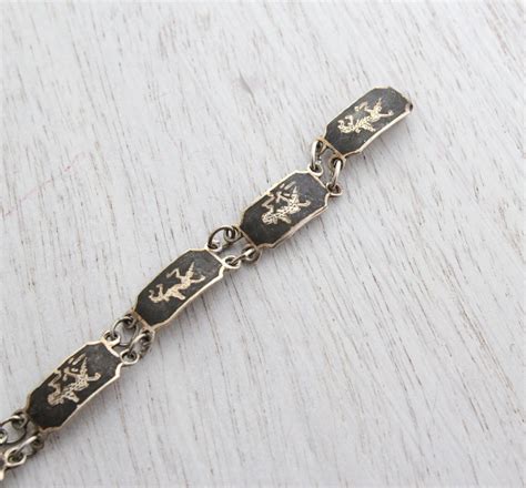 Vintage Sterling Silver Siam Bracelet Signed Thai Panel Etsy