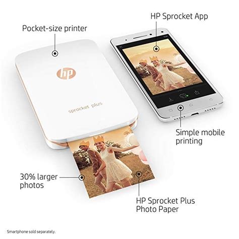 HP Sprocket Plus Instant Color Photo Printer, Print 30% Larger Photos ...