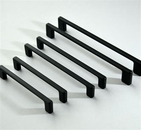 Set Of 6 Modern Black Cabinet Pull Black Cabinet Hardware Etsy