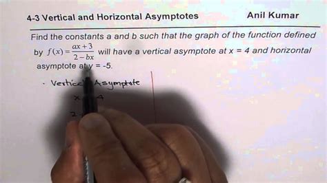 Find Constants A And B For Given Vertical And Horizontal Asymptote