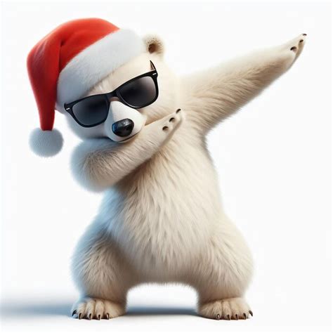 Premium AI Image Cute Polar Bear In Santa Hat And Sunglasses Doing