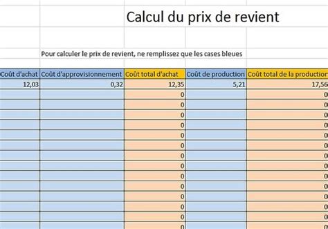 Télécharger Prix De Revient Excel Gratuit Le Logiciel Gratuit