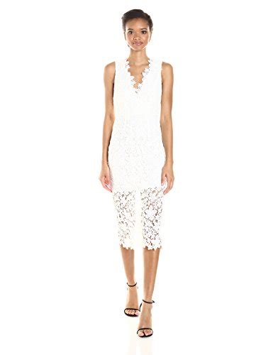 Jill Jill Stuart Womens Lace Deep V Mid Length Dress Off White 2