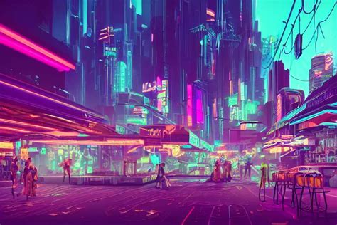 A Dreamlike Cyberpunk City Sit In The Very Far Future Stable Diffusion