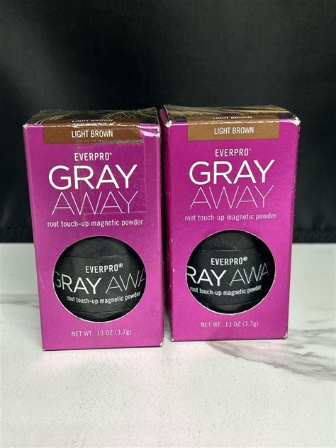 2 Pack Light Brown EVERPRO GRAY AWAY Root Touchup Magnetic Powder 1 3