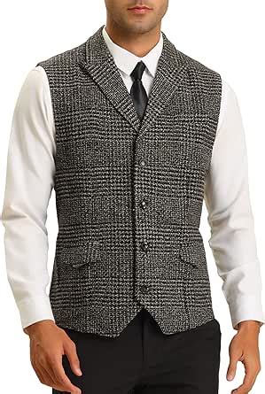 Lars Amadeus Houndstooth Waistcoat For Men S Peaked Lapel Slim Fit