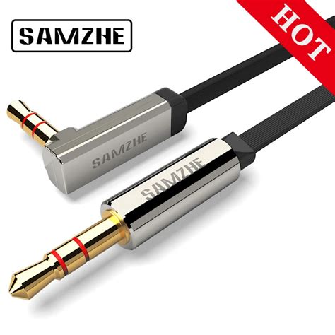 SAMZHE 3.5mm Aux Cable 90 degree Audio Flat Cable Stereo Audio Gold Plated Auxiliary Cable for ...