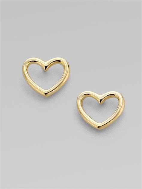 Marc By Marc Jacobs Heart Shaped Earrings in Gold | Lyst