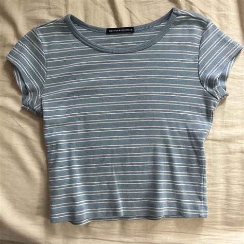 Brandymelville Light Blue Striped Baby Tee Top Depop