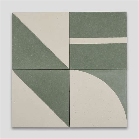 Green Geometry Encaustic Cement Tile - Otto Tiles & Design