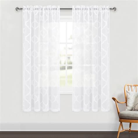 Amazon DWCN White Sheer Curtains With Embroidered Moroccan Design