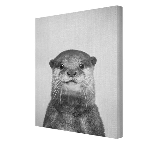 Leinwandbild Otter Oswald Schwarz Wei Hochformat