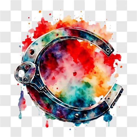 Download Colorful Handcuff With Letter C In Watercolor Painting Pngs