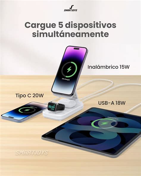 Estación De Carga Inalámbrica 5 en 1 Power Bank 10000mAh Bezos Max