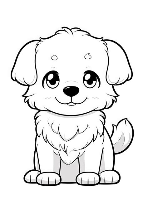 Desenho De Cachorro Fofo Para Colorir Em Papel A4 Imagem Premium Gerada Com Ia