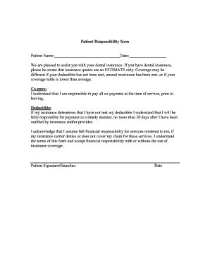 Patient Responsibility Letter Template Fill Online Printable