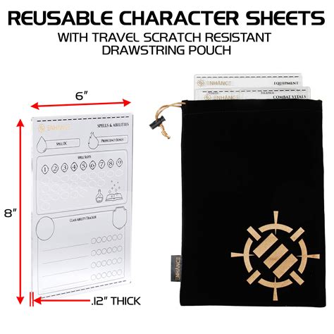 Enhance Tabletop Acrylic Character Sheet Set Reusable E Dungeons And