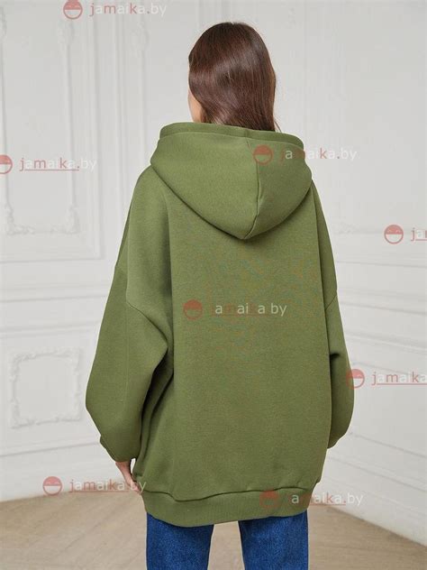 Толстовка байка худи оверсайз цвета хаки купить с печатью надписи или ...