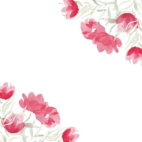 Red Simple Watercolor Flower Border 27102633 PNG