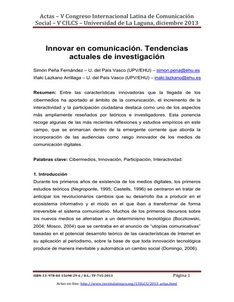 Innovar En Comunicaci N Tendencias Actuales De Investigaci N De Sim