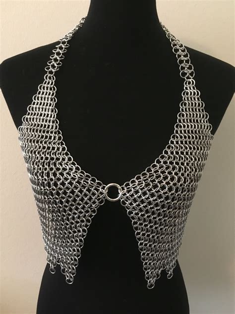 Nickel Free Chainmail Metal Top Halter Armor Bra Shirt Larp