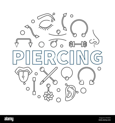 Piercing Vector Round Minimal Illustration Made With Outline Piercings