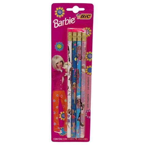 Kit c 04 lápis preto Bic Barbie 1101177 vintgage Papelaria Castorino