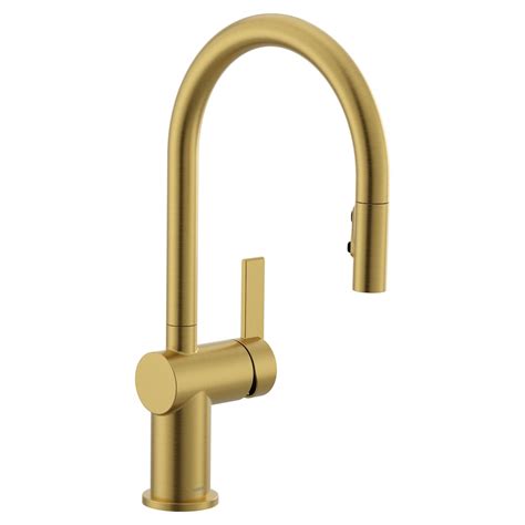 MOEN Cia Pull Down Kitchen Faucet/Tap in Brushed Gold | The Home Depot ...