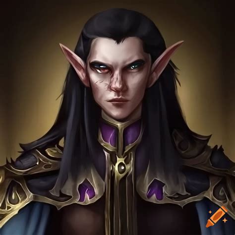 Portrait Of A Dark Haired Male Elf Mage On Craiyon