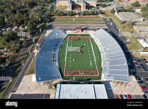 An aerial view of Bragg Memorial Stadium on the campus of Florida A&M ...