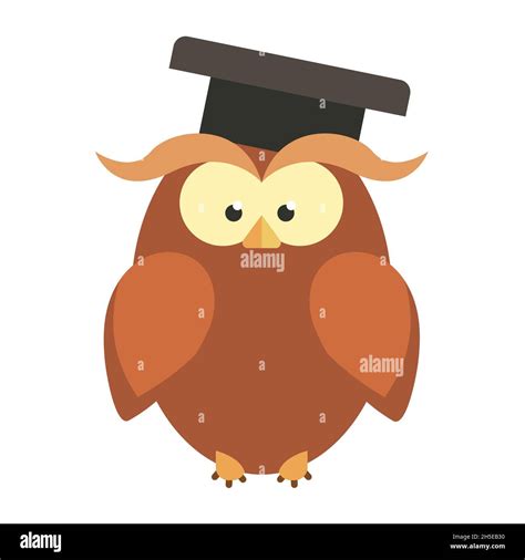 Owl Wearing Graduation Cap Bird In Flat Style Stock Vector Image Art