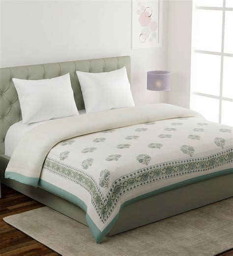 Buy Teal Cotton Gsm Double Bed Quilt By Fabindia By Fabindia