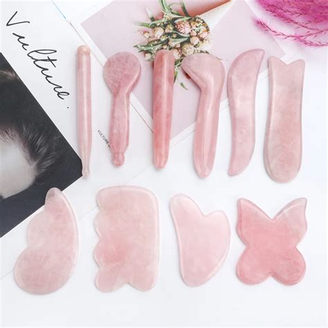 Planche Gua Sha Quartz Rose Naturel Pour Nergie Du Visage Accessoire D