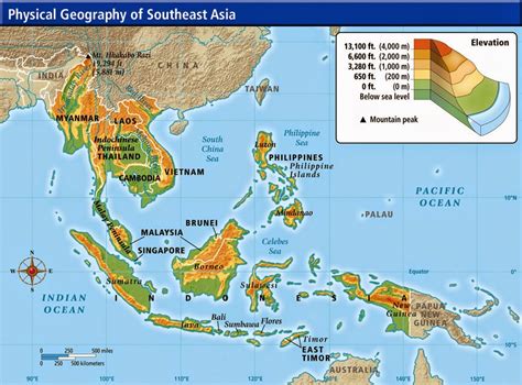 physical maps  southeast asia
