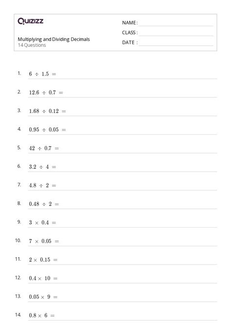 50 Dividing Decimals Worksheets On Quizizz Free And Printable