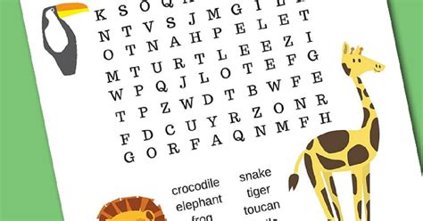 Jungle Animal Word Search Puzzle Printable Kids Activities Blog