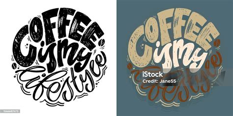 kartu pos tulisan doodle  digambar tangan lucu tentang kopi desain