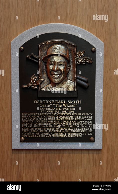 Memorial plaque for shortstop Ozzie Smith in the Hall of Fame Gallery ...