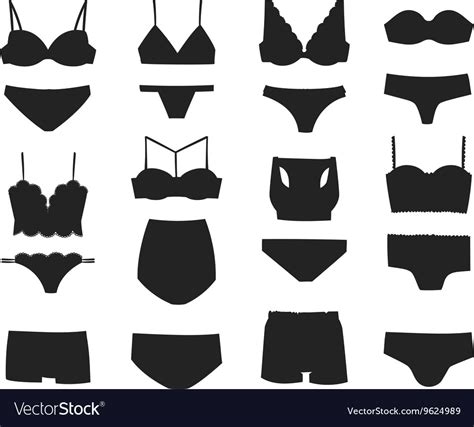 Underwear Black Silhouette Isolated Set Royalty Free Vector