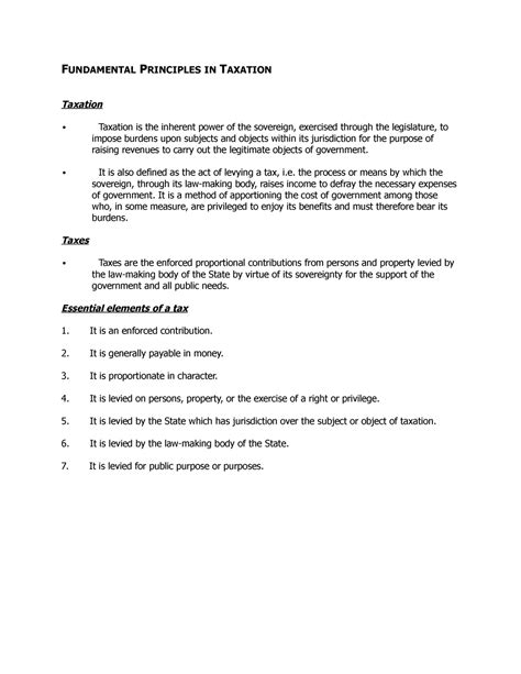 Fundamental Principles In Taxation Taxation By Rex Banggawan 2019