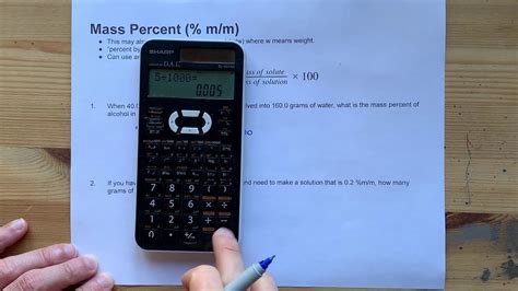 Calculate M M Percent By Mass Of A Solution Youtube