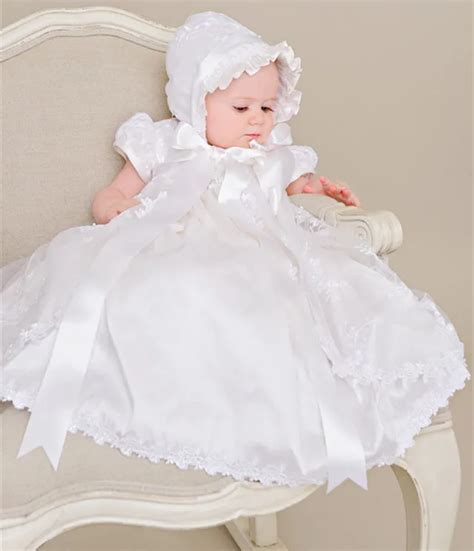 White Ivory Heirloom Baby Lace Dress Christening Gown With Bonnet Bow