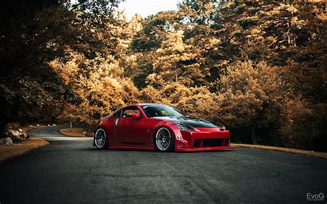 HD wallpaper: red Volkswagen 5-door hatchback, car, Nissan 350Z, JDM ...