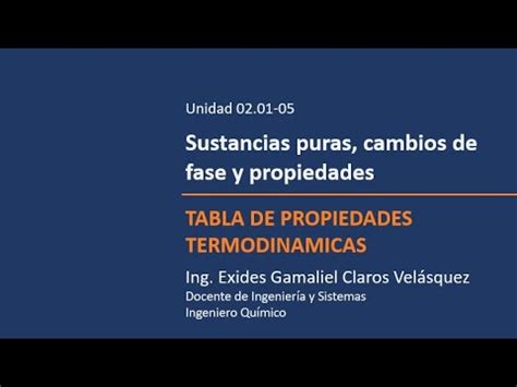 Unidad Primera Parte Tabla De Propiedades Termodin Micas Pptx